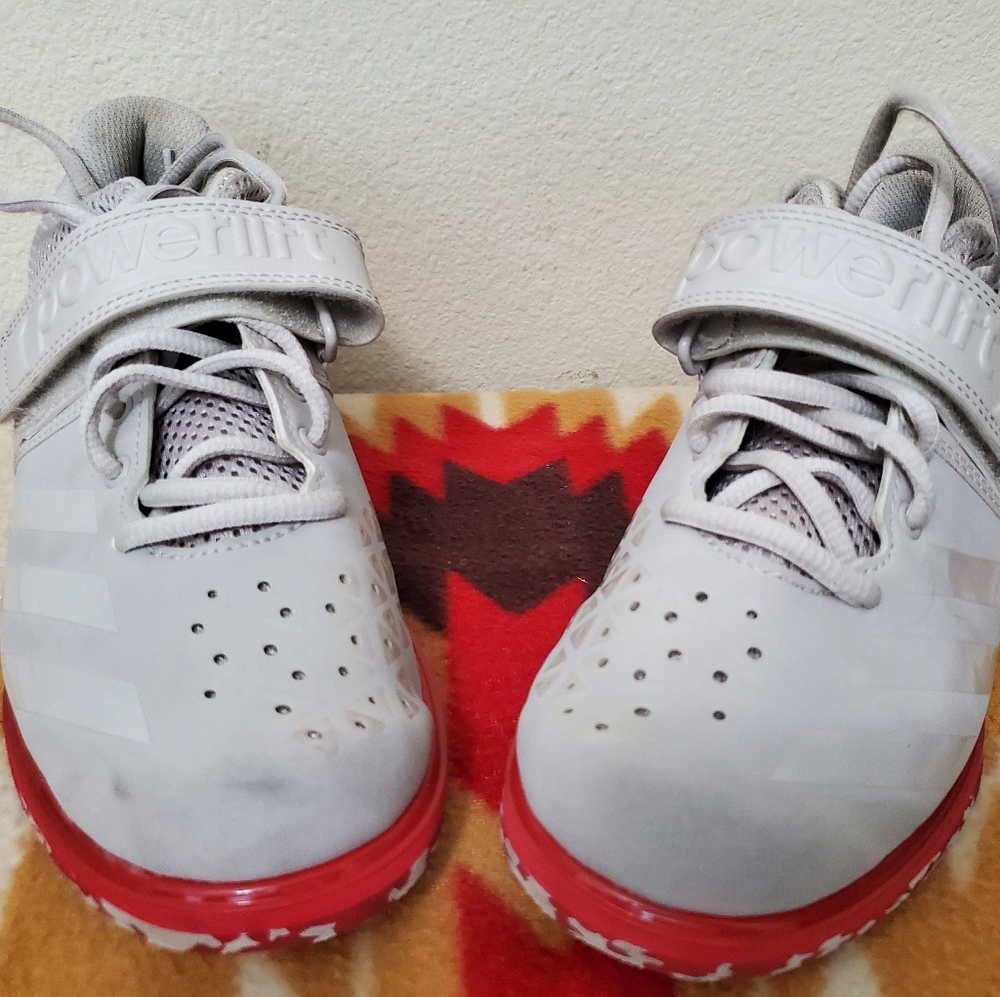 Adidas Red and White Powerlift Shoes - Weightlifting / Crossfit